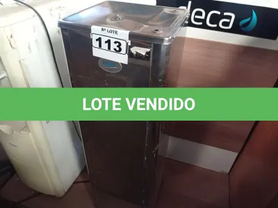 LOTE 113 - 01 BEBEDOURO EM AÇO INOX MARCA IBBL 220V. (NO ESTADO) ATENÇÃO! FAZER A VISITAÇÃO ANTES DE ARREMATAR, NÃO SABEMOS SE FUNCIONA. LEILÃO NÃO TEM GARANTIA E NEM DEVOLUÇÃO, SUJEITO A POSSÍVEIS AVARIAS VISÍVEIS/OCULTAS E/OU AUSÊNCIA DE COMPONENTES.