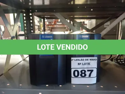 LOTE 087 - 02 ESTABILIZADORES TS SHARA 1500VA. (NO ESTADO) ATENÇÃO! FAZER A VISITAÇÃO ANTES DE ARREMATAR, NÃO SABEMOS SE FUNCIONA. LEILÃO NÃO TEM GARANTIA E NEM DEVOLUÇÃO, SUJEITO A POSSÍVEIS AVARIAS VISÍVEIS/OCULTAS E/OU AUSÊNCIA DE COMPONENTES.