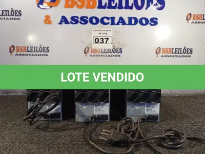 LOTE 037 - 03 NOBREAKS MARCAS RAGTECH 1200VA. (NO ESTADO) ATENÇÃO! FAZER A VISITAÇÃO ANTES DE ARREMATAR, NÃO SABEMOS SE FUNCIONA. LEILÃO NÃO TEM GARANTIA E NEM DEVOLUÇÃO, SUJEITO A POSSÍVEIS AVARIAS VISÍVEIS/OCULTAS E/OU AUSÊNCIA DE COMPONENTES.