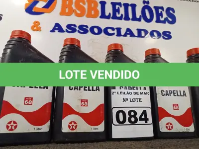 LOTE 084 - 05 LITROS DE ÓLEO CAPELA ISSO 68, LUBRIFICANTE MINERAL PARA COMPRESSORES DE REFRIGERAÇÃO DE SISTEMAS NÃO SELADOS QUE UTILIZEM COMO GÁS REFRIGERANTE O FREON, AMÔNIA E SIMILARES. (NO ESTADO) ATENÇÃO! FAZER A VISITAÇÃO ANTES DE ARREMATAR, NÃO SABEMOS SE FUNCIONA. LEILÃO NÃO TEM GARANTIA E NEM DEVOLUÇÃO, SUJEITO A POSSÍVEIS AVARIAS VISÍVEIS/OCULTAS E/OU AUSÊNCIA DE COMPONENTES.