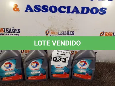 LOTE 033 - 04 LITROS DE ÓLEO MINERAL MONOVISCOSO PARA MOTORES A DIESEL API CF 40. (NO ESTADO) ATENÇÃO! FAZER A VISITAÇÃO ANTES DE ARREMATAR, NÃO SABEMOS SE FUNCIONA. LEILÃO NÃO TEM GARANTIA E NEM DEVOLUÇÃO, SUJEITO A POSSÍVEIS AVARIAS VISÍVEIS/OCULTAS E/OU AUSÊNCIA DE COMPONENTES.