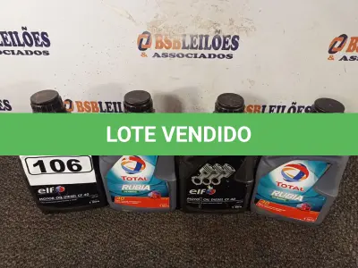 LOTE 106 - 04 LITROS DE ÓLEO MINERAL MONOVISCOSO PARA MOTORES A DIESEL API CF 40. (NO ESTADO) ATENÇÃO! FAZER A VISITAÇÃO ANTES DE ARREMATAR, NÃO SABEMOS SE FUNCIONA. LEILÃO NÃO TEM GARANTIA E NEM DEVOLUÇÃO, SUJEITO A POSSÍVEIS AVARIAS VISÍVEIS/OCULTAS E/OU AUSÊNCIA DE COMPONENTES.