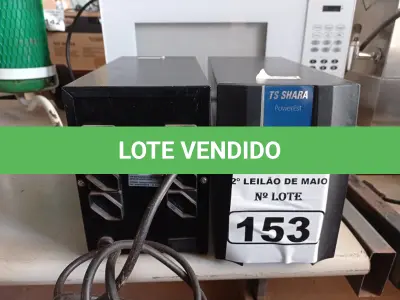 LOTE 153 - 02 ESTABILIZADORES TS SHARA 1500VA. (NO ESTADO) ATENÇÃO! FAZER A VISITAÇÃO ANTES DE ARREMATAR, NÃO SABEMOS SE FUNCIONA. LEILÃO NÃO TEM GARANTIA E NEM DEVOLUÇÃO, SUJEITO A POSSÍVEIS AVARIAS VISÍVEIS/OCULTAS E/OU AUSÊNCIA DE COMPONENTES.