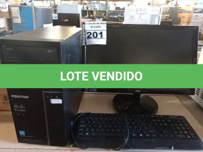 LOTE 201 - 01 CPU, 01 MONITOR E 01 TECLADO. (NO ESTADO) ATENÇÃO! FAZER A VISITAÇÃO ANTES DE ARREMATAR, NÃO SABEMOS SE FUNCIONA. LEILÃO NÃO TEM GARANTIA E NEM DEVOLUÇÃO, SUJEITO A POSSÍVEIS AVARIAS VISÍVEIS/OCULTAS E/OU AUSÊNCIA DE COMPONENTES.
