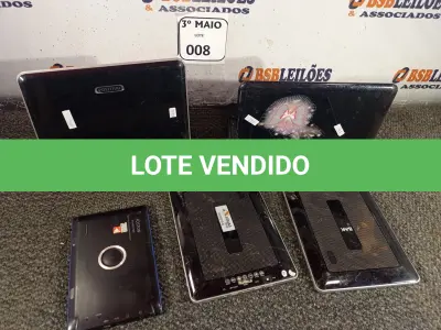 LOTE 008 - 02 NETBOOK’S E 03 TABLET’S MARCAS E KMODELOS DIVERSOS. (NO ESTADO) ATENÇÃO! FAZER A VISITAÇÃO ANTES DE ARREMATAR, NÃO SABEMOS SE FUNCIONA. LEILÃO NÃO TEM GARANTIA E NEM DEVOLUÇÃO, SUJEITO A POSSÍVEIS AVARIAS VISÍVEIS/OCULTAS E/OU AUSÊNCIA DE COMPONENTES.