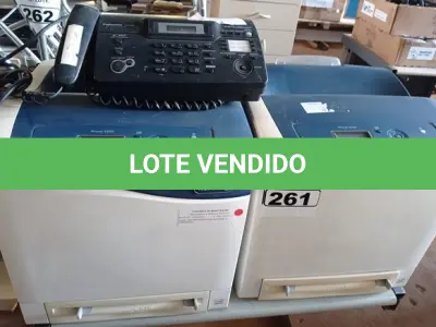 LOTE 261 - 01 IMPRESSORA MARCAS XEROX PHASER 6500 E 01 APARELHO DE FAX. (NO ESTADO) ATENÇÃO! FAZER A VISITAÇÃO ANTES DE ARREMATAR, NÃO SABEMOS SE FUNCIONA. LEILÃO NÃO TEM GARANTIA E NEM DEVOLUÇÃO, SUJEITO A POSSÍVEIS AVARIAS VISÍVEIS/OCULTAS E/OU AUSÊNCIA DE COMPONENTES.