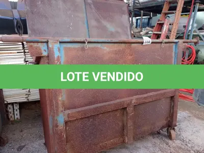 LOTE 358 - 01 CONTAINER PARA LIXO EM AÇO. (NO ESTADO) ATENÇÃO! FAZER A VISITAÇÃO ANTES DE ARREMATAR, NÃO SABEMOS SE FUNCIONA. LEILÃO NÃO TEM GARANTIA E NEM DEVOLUÇÃO, SUJEITO A POSSÍVEIS AVARIAS VISÍVEIS/OCULTAS E/OU AUSÊNCIA DE COMPONENTES.