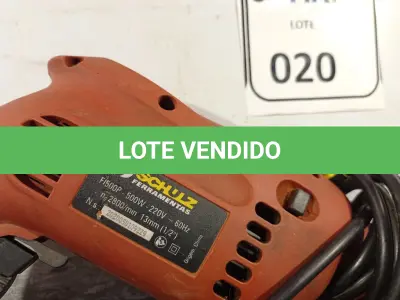 LOTE 020 - 01 PARAFUSADEIRA/FURADEIRA MARCA SCHUZ 220V. (NO ESTADO) ATENÇÃO! FAZER A VISITAÇÃO ANTES DE ARREMATAR, NÃO SABEMOS SE FUNCIONA. LEILÃO NÃO TEM GARANTIA E NEM DEVOLUÇÃO, SUJEITO A POSSÍVEIS AVARIAS VISÍVEIS/OCULTAS E/OU AUSÊNCIA DE COMPONENTES.