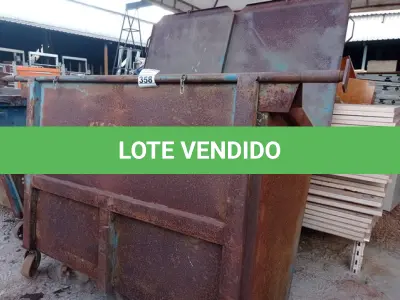 LOTE 358 - 01 CONTAINER PARA LIXO EM AÇO. (NO ESTADO) ATENÇÃO! FAZER A VISITAÇÃO ANTES DE ARREMATAR, NÃO SABEMOS SE FUNCIONA. LEILÃO NÃO TEM GARANTIA E NEM DEVOLUÇÃO, SUJEITO A POSSÍVEIS AVARIAS VISÍVEIS/OCULTAS E/OU AUSÊNCIA DE COMPONENTES.