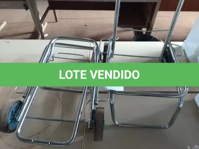 LOTE 378 - 02 CARRINHOS PARA TRANSPORTE DE CARGAS. (NO ESTADO) ATENÇÃO! FAZER A VISITAÇÃO ANTES DE ARREMATAR, NÃO SABEMOS SE FUNCIONA. LEILÃO NÃO TEM GARANTIA E NEM DEVOLUÇÃO, SUJEITO A POSSÍVEIS AVARIAS VISÍVEIS/OCULTAS E/OU AUSÊNCIA DE COMPONENTES.