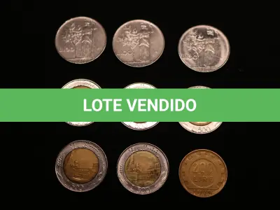 LOTE 048 - LOTE 48 – MOEDAS ITÁLIA, ISRAEL ESPANHA 	MOEDA	OBSERVAÇÕES 1.		100 Liras (1966, 1968,1978)	3 unidades 2.		500 Liras (2 x 1985, 1983, 1989 e 1995)	5 unidades 3.		200 Liras (1979)	1 unidade 4.		10 Shekel	2 unidades 5.		½ Shekel	1 unidade 6.		25 Pesetas (1957)	1 unidade 7.		5 Pesetas (1957)	3 unidades 8.		1 Peseta (1953)	1 unidade 9.		25 Pesetas (1975)	3 unidades 10.		5 Pesetas (1975)	8 unidades 11.		1 Peseta (1975)	4 unidades 12.		5 Pesetas (1991,1992 e 1998)	3 unidades