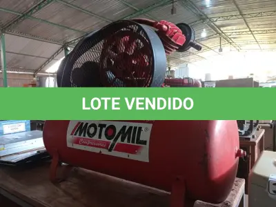 LOTE 327 - 01 COMPRESSOR DE AR MARCA MOTOMIL 130 LITROS-2,0HP-120PSI. (NO ESTADO) ATENÇÃO! FAZER A VISITAÇÃO ANTES DE ARREMATAR, NÃO SABEMOS SE FUNCIONA. LEILÃO NÃO TEM GARANTIA E NEM DEVOLUÇÃO, SUJEITO A POSSÍVEIS AVARIAS VISÍVEIS/OCULTAS E/OU AUSÊNCIA DE COMPONENTES.