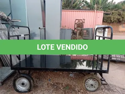 LOTE 353 - 01 CARRINHO PARA TRANSPORTE DE CARGAS. (NO ESTADO) ATENÇÃO! FAZER A VISITAÇÃO ANTES DE ARREMATAR, NÃO SABEMOS SE FUNCIONA. LEILÃO NÃO TEM GARANTIA E NEM DEVOLUÇÃO, SUJEITO A POSSÍVEIS AVARIAS VISÍVEIS/OCULTAS E/OU AUSÊNCIA DE COMPONENTES.