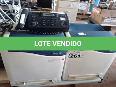 LOTE 261 - 01 IMPRESSORA MARCAS XEROX PHASER 6500 E 01 APARELHO DE FAX. (NO ESTADO) ATENÇÃO! FAZER A VISITAÇÃO ANTES DE ARREMATAR, NÃO SABEMOS SE FUNCIONA. LEILÃO NÃO TEM GARANTIA E NEM DEVOLUÇÃO, SUJEITO A POSSÍVEIS AVARIAS VISÍVEIS/OCULTAS E/OU AUSÊNCIA DE COMPONENTES.