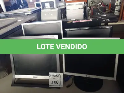 LOTE 268 - 06 MONITORES LCD MARCAS E MODELOS DIVERSOS COM AVARIAS. (NO ESTADO) ATENÇÃO! FAZER A VISITAÇÃO ANTES DE ARREMATAR, NÃO SABEMOS SE FUNCIONA. LEILÃO NÃO TEM GARANTIA E NEM DEVOLUÇÃO, SUJEITO A POSSÍVEIS AVARIAS VISÍVEIS/OCULTAS E/OU AUSÊNCIA DE COMPONENTES.