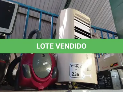LOTE 236 - 01 ASPIRADOR DE PÓ E 01 CLIMATIZADOR COM AVARIAS. (NO ESTADO) ATENÇÃO! FAZER A VISITAÇÃO ANTES DE ARREMATAR, NÃO SABEMOS SE FUNCIONA. LEILÃO NÃO TEM GARANTIA E NEM DEVOLUÇÃO, SUJEITO A POSSÍVEIS AVARIAS VISÍVEIS/OCULTAS E/OU AUSÊNCIA DE COMPONENTES.