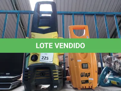 LOTE 225 - 02 LAVADORAS DE ALTA PRESSÃO COM AVARIAS. (NO ESTADO) ATENÇÃO! FAZER A VISITAÇÃO ANTES DE ARREMATAR, NÃO SABEMOS SE FUNCIONA. LEILÃO NÃO TEM GARANTIA E NEM DEVOLUÇÃO, SUJEITO A POSSÍVEIS AVARIAS VISÍVEIS/OCULTAS E/OU AUSÊNCIA DE COMPONENTES.