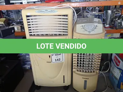 LOTE 142 - 02 CLIMATIZADORES MARCA CÔNSUL COM AVARIAS. (NO ESTADO) ATENÇÃO! FAZER A VISITAÇÃO ANTES DE ARREMATAR, NÃO SABEMOS SE FUNCIONA. LEILÃO NÃO TEM GARANTIA E NEM DEVOLUÇÃO, SUJEITO A POSSÍVEIS AVARIAS VISÍVEIS/OCULTAS E/OU AUSÊNCIA DE COMPONENTES.