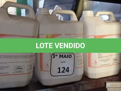 LOTE 124 - 04 GALÕES DE SABONETE DE ESPUMA ANTISSÉPTICO COM 5 L CADA. (NO ESTADO) ATENÇÃO! FAZER A VISITAÇÃO ANTES DE ARREMATAR, NÃO SABEMOS SE FUNCIONA. LEILÃO NÃO TEM GARANTIA E NEM DEVOLUÇÃO, SUJEITO A POSSÍVEIS AVARIAS VISÍVEIS/OCULTAS E/OU AUSÊNCIA DE COMPONENTES.