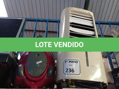 LOTE 236 - 01 ASPIRADOR DE PÓ E 01 CLIMATIZADOR COM AVARIAS. (NO ESTADO) ATENÇÃO! FAZER A VISITAÇÃO ANTES DE ARREMATAR, NÃO SABEMOS SE FUNCIONA. LEILÃO NÃO TEM GARANTIA E NEM DEVOLUÇÃO, SUJEITO A POSSÍVEIS AVARIAS VISÍVEIS/OCULTAS E/OU AUSÊNCIA DE COMPONENTES.