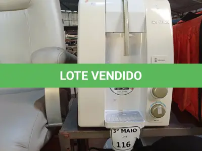 LOTE 116 - 01 PURIFICADOR DE ÁGUA MARCA LATINA MODELO PA 733. (NO ESTADO) ATENÇÃO! FAZER A VISITAÇÃO ANTES DE ARREMATAR, NÃO SABEMOS SE FUNCIONA. LEILÃO NÃO TEM GARANTIA E NEM DEVOLUÇÃO, SUJEITO A POSSÍVEIS AVARIAS VISÍVEIS/OCULTAS E/OU AUSÊNCIA DE COMPONENTES.