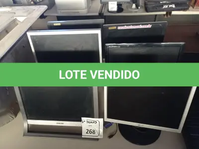 LOTE 268 - 06 MONITORES LCD MARCAS E MODELOS DIVERSOS COM AVARIAS. (NO ESTADO) ATENÇÃO! FAZER A VISITAÇÃO ANTES DE ARREMATAR, NÃO SABEMOS SE FUNCIONA. LEILÃO NÃO TEM GARANTIA E NEM DEVOLUÇÃO, SUJEITO A POSSÍVEIS AVARIAS VISÍVEIS/OCULTAS E/OU AUSÊNCIA DE COMPONENTES.
