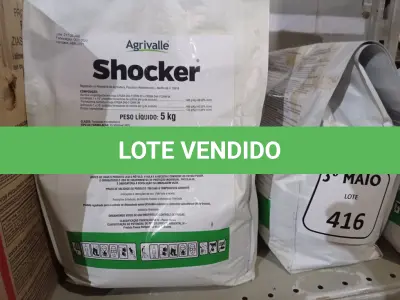LOTE 416 - 03 PACOTES DE FUNGICIDAS DE 5KG CADA AGRIVALLE SHOCKER. (NO ESTADO) ATENÇÃO! FAZER A VISITAÇÃO ANTES DE ARREMATAR, NÃO SABEMOS SE FUNCIONA. LEILÃO NÃO TEM GARANTIA E NEM DEVOLUÇÃO, SUJEITO A POSSÍVEIS AVARIAS VISÍVEIS/OCULTAS E/OU AUSÊNCIA DE COMPONENTES.
