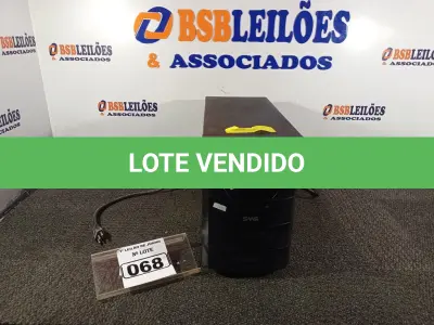 LOTE 068 - 01 NOBREAK MARCA SMS 3200VA. (NO ESTADO) ATENÇÃO! FAZER A VISITAÇÃO ANTES DE ARREMATAR, NÃO SABEMOS SE FUNCIONA. LEILÃO NÃO TEM GARANTIA E NEM DEVOLUÇÃO, SUJEITO A POSSÍVEIS AVARIAS VISÍVEIS/OCULTAS E/OU AUSÊNCIA DE COMPONENTES.