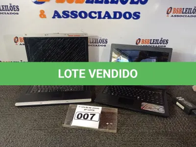 LOTE 007 - 02 NOTEBOOKS, SENDO 01 SIM+ COM FONTE INCOMPLETA FALTANDO CABO DE FORÇA E 01 NOTEBOOK MARCA STI SEM FONTE COM AVARIAS. (NÃO ESTÃO LIGANDO) (NO ESTADO) ATENÇÃO! FAZER A VISITAÇÃO ANTES DE ARREMATAR, NÃO SABEMOS SE FUNCIONA. LEILÃO NÃO TEM GARANTIA E NEM DEVOLUÇÃO, SUJEITO A POSSÍVEIS AVARIAS VISÍVEIS/OCULTAS E/OU AUSÊNCIA DE COMPONENTES.