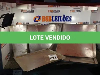LOTE 077 - 07 FORMAS PARA FORNO INDUSTRIAL EM INOX. (NO ESTADO) ATENÇÃO! FAZER A VISITAÇÃO ANTES DE ARREMATAR, NÃO SABEMOS SE FUNCIONA. LEILÃO NÃO TEM GARANTIA E NEM DEVOLUÇÃO, SUJEITO A POSSÍVEIS AVARIAS VISÍVEIS/OCULTAS E/OU AUSÊNCIA DE COMPONENTES.
