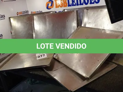 LOTE 077 - 07 FORMAS PARA FORNO INDUSTRIAL EM INOX. (NO ESTADO) ATENÇÃO! FAZER A VISITAÇÃO ANTES DE ARREMATAR, NÃO SABEMOS SE FUNCIONA. LEILÃO NÃO TEM GARANTIA E NEM DEVOLUÇÃO, SUJEITO A POSSÍVEIS AVARIAS VISÍVEIS/OCULTAS E/OU AUSÊNCIA DE COMPONENTES.