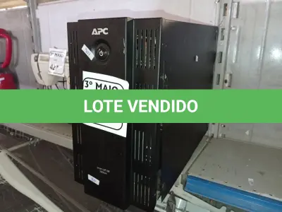 LOTE 428 - 01 NOBREAK MARCA APC DE 1500V. (NO ESTADO) ATENÇÃO! FAZER A VISITAÇÃO ANTES DE ARREMATAR, NÃO SABEMOS SE FUNCIONA. LEILÃO NÃO TEM GARANTIA E NEM DEVOLUÇÃO, SUJEITO A POSSÍVEIS AVARIAS VISÍVEIS/OCULTAS E/OU AUSÊNCIA DE COMPONENTES.