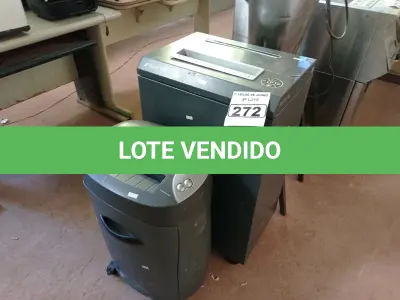 LOTE 272 - 02 FRAGMENTADORAS DE PAPEL SENDO 01 JP-520C VIP. (NO ESTADO) ATENÇÃO! FAZER A VISITAÇÃO ANTES DE ARREMATAR, NÃO SABEMOS SE FUNCIONA. LEILÃO NÃO TEM GARANTIA E NEM DEVOLUÇÃO, SUJEITO A POSSÍVEIS AVARIAS VISÍVEIS/OCULTAS E/OU AUSÊNCIA DE COMPONENTES.