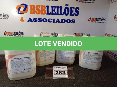 LOTE 283 - 04 GALÕES DE ESPUMA HIGIENIZADORA PARA ANTISSEPSIA INSTANTÂNEA DAS MÃOS COM 05 LITROS CADA GALÃO. (NO ESTADO) ATENÇÃO! FAZER A VISITAÇÃO ANTES DE ARREMATAR, NÃO SABEMOS SE FUNCIONA. LEILÃO NÃO TEM GARANTIA E NEM DEVOLUÇÃO, SUJEITO A POSSÍVEIS AVARIAS VISÍVEIS/OCULTAS E/OU AUSÊNCIA DE COMPONENTES.