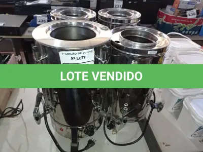 LOTE 299 - 04 CAFETEIRAS EM INOX. (NO ESTADO) ATENÇÃO! FAZER A VISITAÇÃO ANTES DE ARREMATAR, NÃO SABEMOS SE FUNCIONA. LEILÃO NÃO TEM GARANTIA E NEM DEVOLUÇÃO, SUJEITO A POSSÍVEIS AVARIAS VISÍVEIS/OCULTAS E/OU AUSÊNCIA DE COMPONENTES.