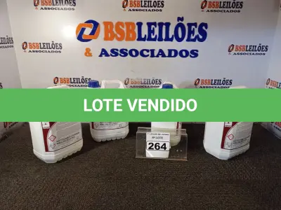 LOTE 264 - 04 GALÕES DE DESINFETANTE PARA INDÚSTRIA ALIMENTÍCIA E AFINS, EXCLUSIVAMENTE PARA USO PROFISSIONAL. CADA GALÃO CONTÉM 5 LITROS. (NO ESTADO) ATENÇÃO! FAZER A VISITAÇÃO ANTES DE ARREMATAR, NÃO SABEMOS SE FUNCIONA. LEILÃO NÃO TEM GARANTIA E NEM DEVOLUÇÃO, SUJEITO A POSSÍVEIS AVARIAS VISÍVEIS/OCULTAS E/OU AUSÊNCIA DE COMPONENTES.