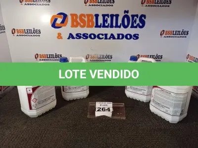 LOTE 264 - 04 GALÕES DE DESINFETANTE PARA INDÚSTRIA ALIMENTÍCIA E AFINS, EXCLUSIVAMENTE PARA USO PROFISSIONAL. CADA GALÃO CONTÉM 5 LITROS. (NO ESTADO) ATENÇÃO! FAZER A VISITAÇÃO ANTES DE ARREMATAR, NÃO SABEMOS SE FUNCIONA. LEILÃO NÃO TEM GARANTIA E NEM DEVOLUÇÃO, SUJEITO A POSSÍVEIS AVARIAS VISÍVEIS/OCULTAS E/OU AUSÊNCIA DE COMPONENTES.