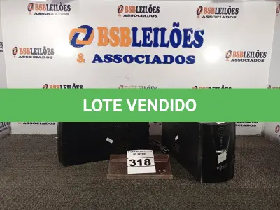 LOTE 318 - 02 NOBREAKS DE 1400VA. (NO ESTADO) ATENÇÃO! FAZER A VISITAÇÃO ANTES DE ARREMATAR, NÃO SABEMOS SE FUNCIONA. LEILÃO NÃO TEM GARANTIA E NEM DEVOLUÇÃO, SUJEITO A POSSÍVEIS AVARIAS VISÍVEIS/OCULTAS E/OU AUSÊNCIA DE COMPONENTES.