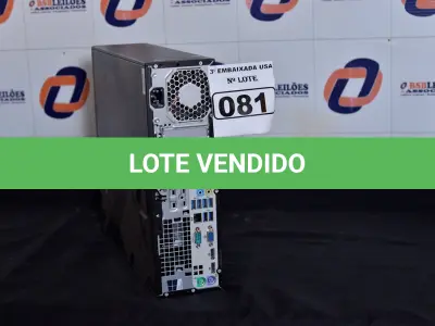LOTE 081 - 01 CPU MARCA HP CORE I5 COM MEMÓRIA 16GB RAM E SEM HD. (NO ESTADO) AV9 706H
