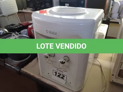 LOTE 122 - 01 PURIFICADOR PARA GARRAFÃO REFRIGERADO MARCA IBBL 110V. (NO ESTADO) ATENÇÃO! FAZER A VISITAÇÃO ANTES DE ARREMATAR, NÃO SABEMOS SE FUNCIONA. LEILÃO NÃO TEM GARANTIA E NEM DEVOLUÇÃO, SUJEITO A POSSÍVEIS AVARIAS VISÍVEIS/OCULTAS E/OU AUSÊNCIA DE COMPONENTES.