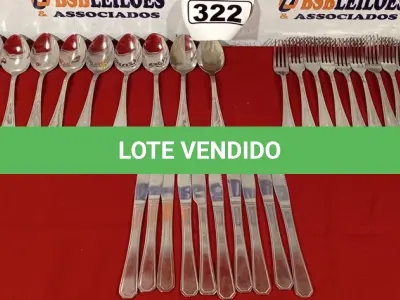 LOTE 322 - 01 LOTE COM 10 GARFOS, 10 COLHERES E 10 FACAS. (NO ESTADO) ATENÇÃO! FAZER A VISITAÇÃO ANTES DE ARREMATAR, NÃO SABEMOS SE FUNCIONA. LEILÃO NÃO TEM GARANTIA E NEM DEVOLUÇÃO, SUJEITO A POSSÍVEIS AVARIAS VISÍVEIS/OCULTAS E/OU AUSÊNCIA DE COMPONENTES.