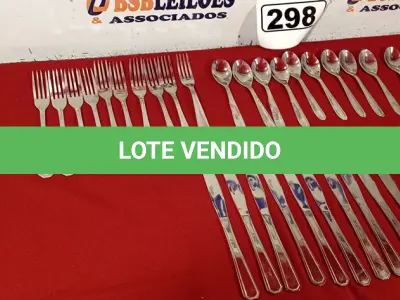 LOTE 298 - 01 LOTE COM 10 GARFOS, 10 FACAS E 10 COLHERES DE SOBREMESA. (NO ESTADO) ATENÇÃO! FAZER A VISITAÇÃO ANTES DE ARREMATAR, NÃO SABEMOS SE FUNCIONA. LEILÃO NÃO TEM GARANTIA E NEM DEVOLUÇÃO, SUJEITO A POSSÍVEIS AVARIAS VISÍVEIS/OCULTAS E/OU AUSÊNCIA DE COMPONENTES.