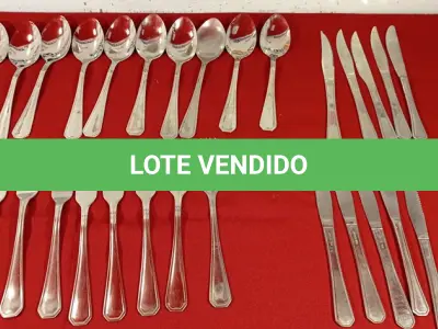 LOTE 283 - 01 LOTE COM 10 GARFOS, 10 COLHERES E 10 FACAS. (NO ESTADO) ATENÇÃO! FAZER A VISITAÇÃO ANTES DE ARREMATAR, NÃO SABEMOS SE FUNCIONA. LEILÃO NÃO TEM GARANTIA E NEM DEVOLUÇÃO, SUJEITO A POSSÍVEIS AVARIAS VISÍVEIS/OCULTAS E/OU AUSÊNCIA DE COMPONENTES.