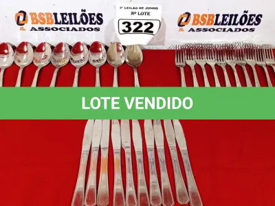 LOTE 322 - 01 LOTE COM 10 GARFOS, 10 COLHERES E 10 FACAS. (NO ESTADO) ATENÇÃO! FAZER A VISITAÇÃO ANTES DE ARREMATAR, NÃO SABEMOS SE FUNCIONA. LEILÃO NÃO TEM GARANTIA E NEM DEVOLUÇÃO, SUJEITO A POSSÍVEIS AVARIAS VISÍVEIS/OCULTAS E/OU AUSÊNCIA DE COMPONENTES.
