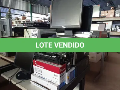 LOTE 269 - 02 MONITORES LCD E 01 HP 18 ALL IN ONE, 03 CPUS, 03 IMPRESSORAS, SENDO 02 MARCA EPSON E 01 HP, 03 TECLADOS E VÁRIOS TONERS. (NO ESTADO) ATENÇÃO! FAZER A VISITAÇÃO ANTES DE ARREMATAR, NÃO SABEMOS SE FUNCIONA. LEILÃO NÃO TEM GARANTIA E NEM DEVOLUÇÃO, SUJEITO A POSSÍVEIS AVARIAS VISÍVEIS/OCULTAS E/OU AUSÊNCIA DE COMPONENTES.