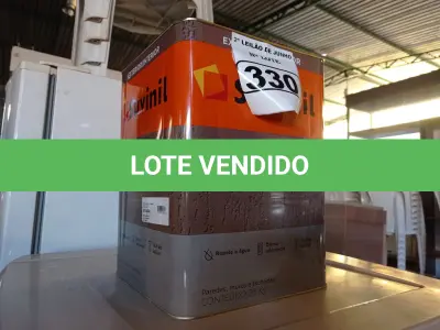LOTE 330 - 01 LATA DE TINTA TEXTURATTO PREMIUM EFEITO RÚSTICO EXTERIOR/INTERIOR SUVINIL 25KG. (NO ESTADO) ATENÇÃO! FAZER A VISITAÇÃO ANTES DE ARREMATAR, NÃO SABEMOS SE FUNCIONA. LEILÃO NÃO TEM GARANTIA E NEM DEVOLUÇÃO, SUJEITO A POSSÍVEIS AVARIAS VISÍVEIS/OCULTAS E/OU AUSÊNCIA DE COMPONENTES.