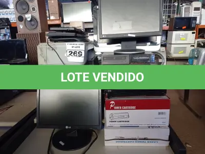 LOTE 269 - 02 MONITORES LCD E 01 HP 18 ALL IN ONE, 03 CPUS, 03 IMPRESSORAS, SENDO 02 MARCA EPSON E 01 HP, 03 TECLADOS E VÁRIOS TONERS. (NO ESTADO) ATENÇÃO! FAZER A VISITAÇÃO ANTES DE ARREMATAR, NÃO SABEMOS SE FUNCIONA. LEILÃO NÃO TEM GARANTIA E NEM DEVOLUÇÃO, SUJEITO A POSSÍVEIS AVARIAS VISÍVEIS/OCULTAS E/OU AUSÊNCIA DE COMPONENTES.