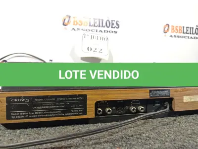 LOTE 022 - 01 TAPE CASSETTE DECK MODELO: CTD-1170 CROWN 220V BIVOLT. (NO ESTADO) ATENÇÃO! FAZER A VISITAÇÃO ANTES DE ARREMATAR, NÃO SABEMOS SE FUNCIONA. LEILÃO NÃO TEM GARANTIA E NEM DEVOLUÇÃO, SUJEITO A POSSÍVEIS AVARIAS VISÍVEIS/OCULTAS E/OU AUSÊNCIA DE COMPONENTES.