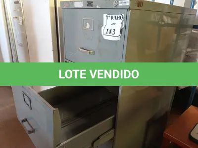 LOTE 143 - 01 ARQUIVO DE AÇO COM 04 GAVETAS. (NO ESTADO) ATENÇÃO! FAZER A VISITAÇÃO ANTES DE ARREMATAR, NÃO SABEMOS SE FUNCIONA. LEILÃO NÃO TEM GARANTIA E NEM DEVOLUÇÃO, SUJEITO A POSSÍVEIS AVARIAS VISÍVEIS/OCULTAS E/OU AUSÊNCIA DE COMPONENTES.