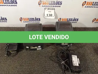 LOTE 130 - 02 IMPRESSORAS TÉRMICAS, SENDO 01 DR-800/005 E 01 FINAL 006 COM FONTE SEM O CABO. (NO ESTADO) ATENÇÃO! FAZER A VISITAÇÃO ANTES DE ARREMATAR, NÃO SABEMOS SE FUNCIONA. LEILÃO NÃO TEM GARANTIA E NEM DEVOLUÇÃO, SUJEITO A POSSÍVEIS AVARIAS VISÍVEIS/OCULTAS E/OU AUSÊNCIA DE COMPONENTES.